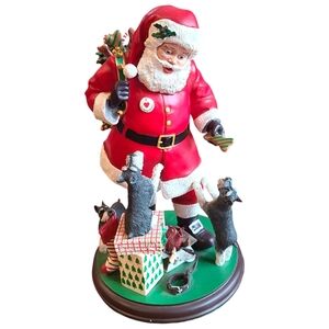 Danbury Mint Mini Schnauzer Santa Figurine Christmas Dog Resin Figure Holiday